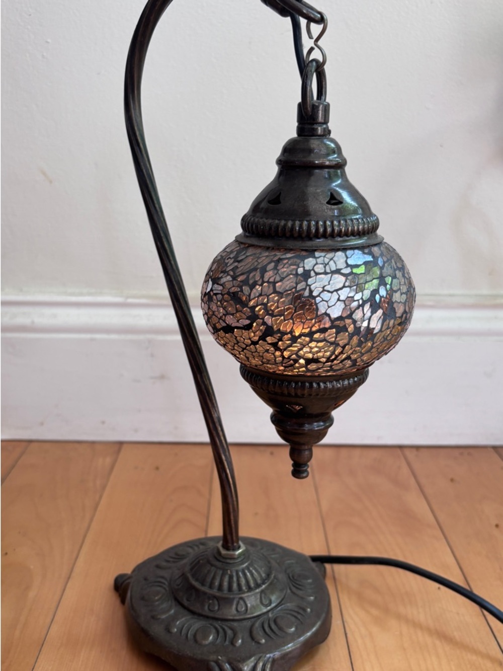 Mosaic Glass Table Lamp - Iridescent Brown Finish